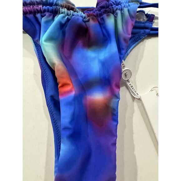 White Fox Bikini Bottom Swim Size Medium Side Tie Summer Soiree Sexy Colorful - Picture 6 of 8